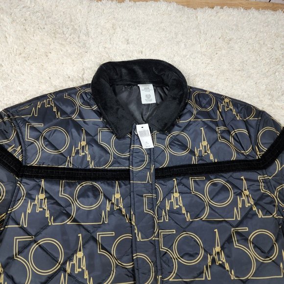 Walt Disney World Jacket Mens XXL Black 50th Anniversary Quilted Zip Castle - Picture 3 of 15